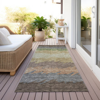 Piper Looms Chantille Stripes ACN736 Chocolate Machine Washable Area Rug Runner Outdoor Lifestyle Image Feature