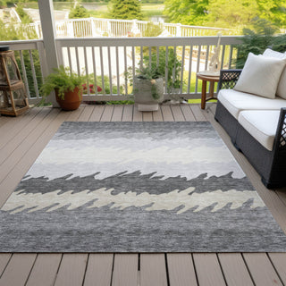 Piper Looms Chantille Stripes ACN736 Gray Machine Washable Area Rug Outdoor Lifestyle Image Feature