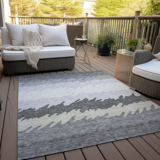 Piper Looms Chantille Stripes ACN736 Gray Machine Washable Area Rug Outdoor Lifestyle Image Feature