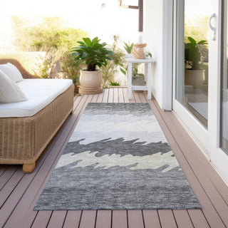 Piper Looms Chantille Stripes ACN736 Gray Machine Washable Area Rug Runner Outdoor Lifestyle Image Feature