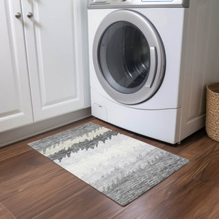 Piper Looms Chantille Stripes ACN736 Gray Machine Washable Area Rug Scatter Lifestyle Image Feature