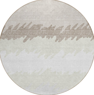 Piper Looms Chantille Stripes ACN736 Ivory Machine Washable Area Rug Round Main Image