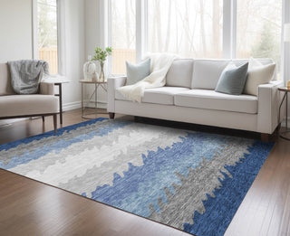 Piper Looms Chantille Stripes ACN736 Navy Machine Washable Area Rug Lifestyle Image Feature