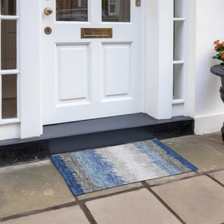 Piper Looms Chantille Stripes ACN736 Navy Machine Washable Area Rug Scatter Outdoor Lifestyle Image Feature