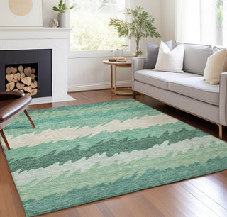 Piper Looms Chantille Stripes ACN736 Sage Machine Washable Area Rug Lifestyle Image Feature