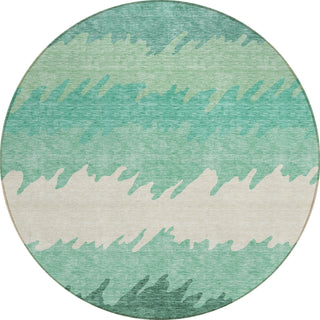 Piper Looms Chantille Stripes ACN736 Sage Machine Washable Area Rug Round Main Image