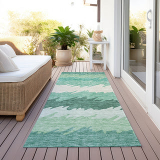 Piper Looms Chantille Stripes ACN736 Sage Machine Washable Area Rug Runner Outdoor Lifestyle Image Feature
