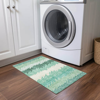 Piper Looms Chantille Stripes ACN736 Sage Machine Washable Area Rug Scatter Lifestyle Image Feature