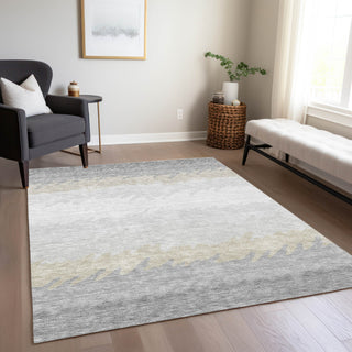 Piper Looms Chantille Stripes ACN736 Silver Machine Washable Area Rug Lifestyle Image Feature