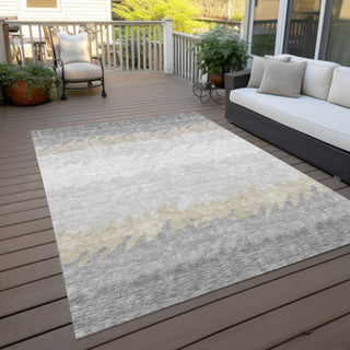 Piper Looms Chantille Stripes ACN736 Silver Machine Washable Area Rug Outdoor Lifestyle Image Feature