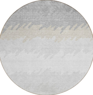Piper Looms Chantille Stripes ACN736 Silver Machine Washable Area Rug Round Main Image