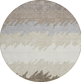 Piper Looms Chantille Stripes ACN736 Taupe Machine Washable Area Rug Round Main Image