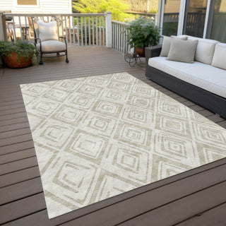 Piper Looms Chantille Diamond ACN737 Beige Machine Washable Area Rug Outdoor Lifestyle Image Feature