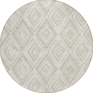 Piper Looms Chantille Diamond ACN737 Beige Machine Washable Area Rug Round Main Image