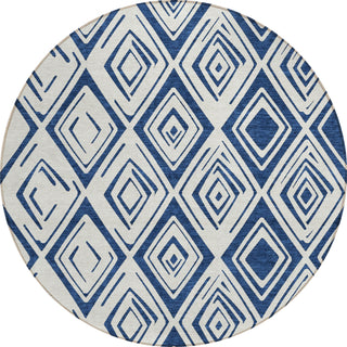 Piper Looms Chantille Diamond ACN737 Navy Machine Washable Area Rug Round Main Image