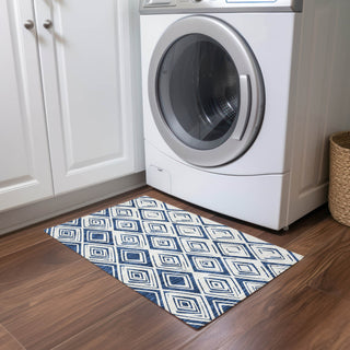 Piper Looms Chantille Diamond ACN737 Navy Machine Washable Area Rug Scatter Lifestyle Image Feature