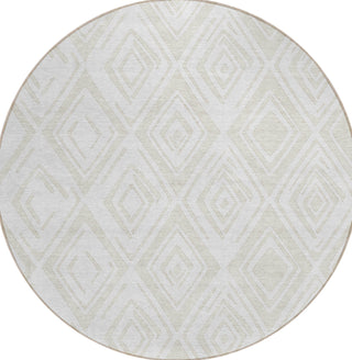 Piper Looms Chantille Diamond ACN737 Pearl Machine Washable Area Rug Round Main Image