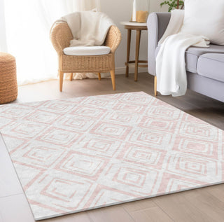 Piper Looms Chantille Diamond ACN737 Pink Machine Washable Area Rug Lifestyle Image Feature