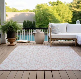Piper Looms Chantille Diamond ACN737 Pink Machine Washable Area Rug Outdoor Lifestyle Image Feature