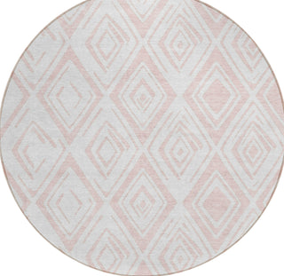 Piper Looms Chantille Diamond ACN737 Pink Machine Washable Area Rug Round Main Image