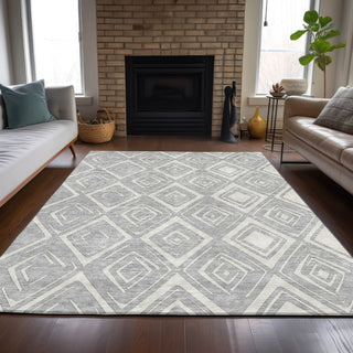 Piper Looms Chantille Diamond ACN737 Silver Machine Washable Area Rug Lifestyle Image Feature