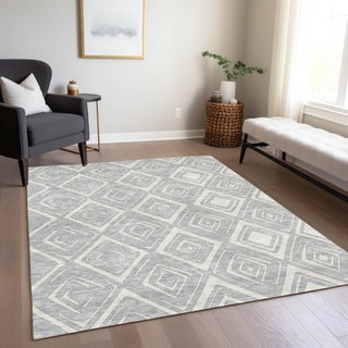 Piper Looms Chantille Diamond ACN737 Silver Machine Washable Area Rug Lifestyle Image Feature