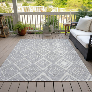 Piper Looms Chantille Diamond ACN737 Silver Machine Washable Area Rug Outdoor Lifestyle Image Feature