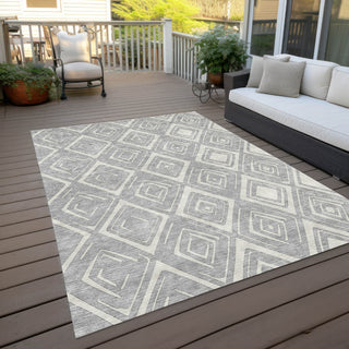 Piper Looms Chantille Diamond ACN737 Silver Machine Washable Area Rug Outdoor Lifestyle Image Feature