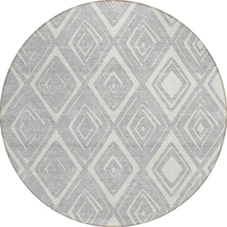 Piper Looms Chantille Diamond ACN737 Silver Machine Washable Area Rug Round Main Image