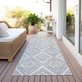 Piper Looms Chantille Diamond ACN737 Silver Machine Washable Area Rug Runner Outdoor Lifestyle Image Feature