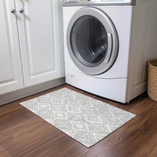 Piper Looms Chantille Diamond ACN737 Silver Machine Washable Area Rug Scatter Lifestyle Image Feature