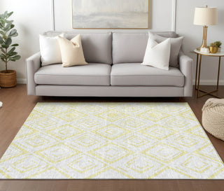 Piper Looms Chantille Diamond ACN737 Yellow Machine Washable Area Rug Lifestyle Image Feature