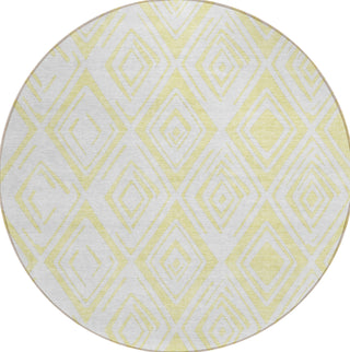 Piper Looms Chantille Diamond ACN737 Yellow Machine Washable Area Rug Round Main Image