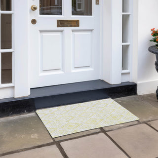 Piper Looms Chantille Diamond ACN737 Yellow Machine Washable Area Rug Scatter Outdoor Lifestyle Image Feature