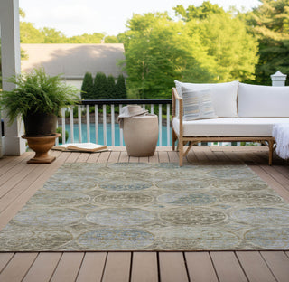 Piper Looms Chantille Circles ACN738 Beige Machine Washable Area Rug Outdoor Lifestyle Image Feature