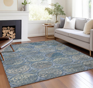 Piper Looms Chantille Circles ACN738 Blue Machine Washable Area Rug Lifestyle Image Feature