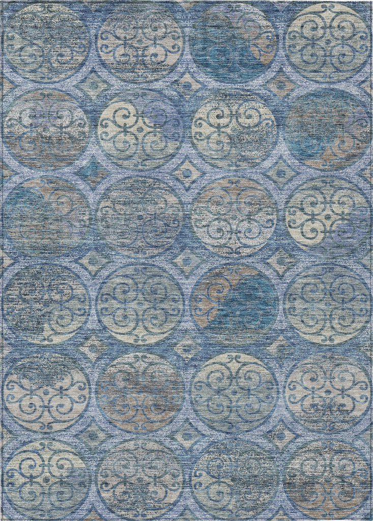Piper Looms Chantille Circles ACN738 Blue Machine Washable Area Rug main image