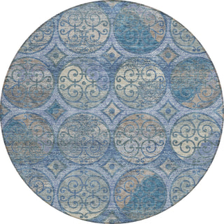 Piper Looms Chantille Circles ACN738 Blue Machine Washable Area Rug Round Main Image