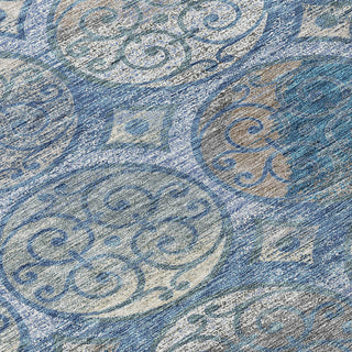 Piper Looms Chantille Circles ACN738 Blue Machine Washable Area Rug Swatch Image