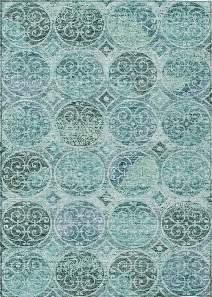 Piper Looms Chantille Circles ACN738 Teal Machine Washable Area Rug main image
