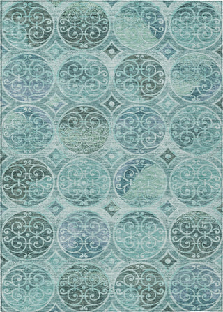 Piper Looms Chantille Circles ACN738 Teal Machine Washable Area Rug main image