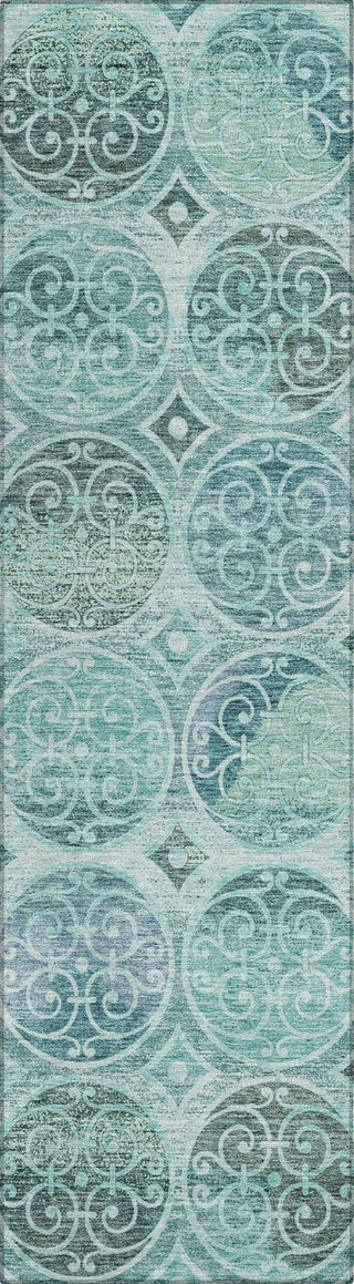Piper Looms Chantille Circles ACN738 Teal Machine Washable Area Rug Runner Main Image