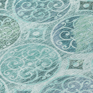 Piper Looms Chantille Circles ACN738 Teal Machine Washable Area Rug Swatch Image