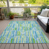 Piper Looms Chantille Lines ACN739 Aqua Machine Washable Area Rug Outdoor Lifestyle Image Feature
