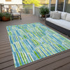 Piper Looms Chantille Lines ACN739 Aqua Machine Washable Area Rug Outdoor Lifestyle Image Feature