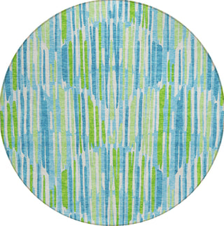 Piper Looms Chantille Lines ACN739 Aqua Machine Washable Area Rug Round Main Image