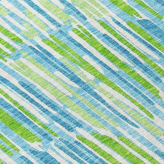 Piper Looms Chantille Lines ACN739 Aqua Machine Washable Area Rug Swatch Image