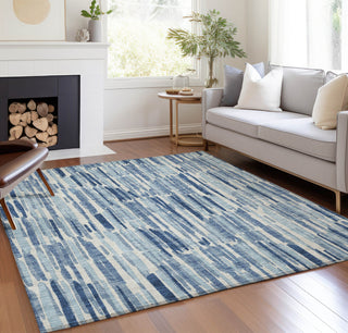 Piper Looms Chantille Lines ACN739 Blue Machine Washable Area Rug Lifestyle Image Feature