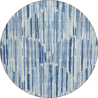 Piper Looms Chantille Lines ACN739 Blue Machine Washable Area Rug Round Main Image
