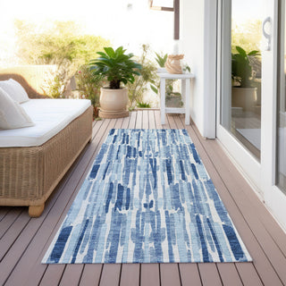 Piper Looms Chantille Lines ACN739 Blue Machine Washable Area Rug Runner Outdoor Lifestyle Image Feature